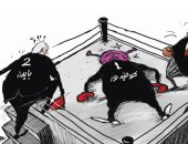 كاريكاتير صحيفة سعودية.. ترامب يصارع فيروس كورونا وجو بايدن