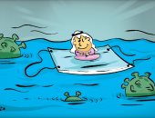 كاريكاتير صحيفة كويتية.. كورونا يهدد المصطافين بالشواطئ