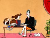 كاريكاتير إماراتى يسخر من العمل فى المنزل خلال حظر كورونا