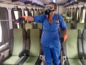 صور.. السكة الحديد تواصل أعمال تعقيم المحطات والقطارات ضد كورونا