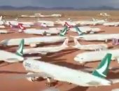 جراج يضم أكثر من 100 طائرة متوقفة في أستراليا بسبب كورونا.. فيديو