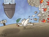  حمامة السلام تفر من مناطق الصراع بين أرمينيا وأذربيجان في كاريكاتير اماراتى