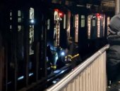 نجاة سيدة أمريكية بأعجوبة دفعها متشرد تحت عجلات مترو مانهاتن.. فيديو وصور