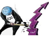 مجموعة العشرين تتصدى لفيروس كورونا وتحمى الاقتصاد العالمى في كاريكاتير سعودى