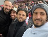 حسام غالى ينشر صورة مع تريزيجيه وحجازى من ملعب مباراة ليفربول وأتلتيكو مدريد