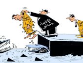 كاريكاتير صحيفة عمانية.. النظام العالمى ألقى الفقراء فى بحر الفقر والأوبئة