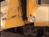 أول فيديو من حادث محطة المنصورة لتصادم قطار بالحاجز الأسمنتى