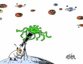 فيروس كورونا يعطل جهود علماء الفضاء فى كاريكاتير عمانى  