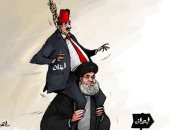 حزب الله يحاول الاستلاء على لبنان كرهينة تحت رحمة إيران فى كاريكاتير اماراتى