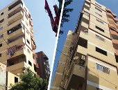 محافظة القاهرة تخلى عقارا مائلا من 11 طابقا بمصر القديمة.. الأهالى: أبلغنا الحى فشمع المنزل والمقاول هرب.. والمحافظة: المبنى بدون رخصة وصادر له قرارات إزالة.. واتجاه لإزالة 3 أدوار لتخفيف الأحمال.. صور