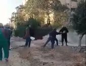 كسر بماسورة غاز بمدينة 6 أكتوبر والحماية المدنية تسيطر على التسرب.. فيديو