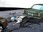 ركود الاقتصاد العالمى بسبب فيروس كورونا فى كاريكاتير إماراتى