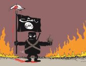 تنظيم داعش الارهابى يتغذى ويقوى بالتخريب والتدمير فى كاريكاتير إماراتى ‎