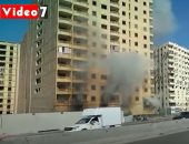 حريق ضخم بمخزن أدوات صحية بالهرم وقوات الحماية تحاول السيطرة.. فيديو