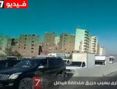 12 كيلو "شلل مرورى" أعلى الدائرى بسبب حريق بمنطقة فيصل.. فيديو
