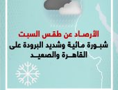 الأرصاد عن طقس السبت: شبورة مائية وشديد البرودة على القاهرة والصعيد (إنفوجراف)
