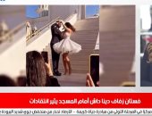 فستان دينا داش المكشوف أمام مسجد يثير أزمة في تغطية تليفزيون اليوم السابع