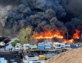 حريق هائل بالمنطقة الصناعية بولاية ⁧‫مطرح‬⁩ فى سلطنة عمان.. فيديو