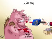 الجزيرة "خنزير" يروج للإرهاب بأجندة قطرية في كاريكاتير اليوم السابع