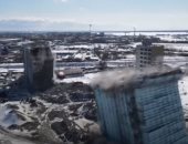 تفجير برجين قديمين فى مدينة روسية يؤدى لانقطاع الكهرباء.. فيديو وصور