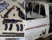 ننشر صور الأسلحة والحزام الناسف المضبوطة مع الإرهابيين المتورطين بقتل المواطن نبيل حبشى