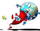 الاقتصاد العالمى ينحدر بسبب كورونا فى كاريكاتير سعودى