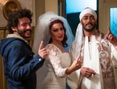 سمية الخشاب فى صور من كواليس زفافها بمسلسل موسى: محمد رمضان نجم من العيار التقيل