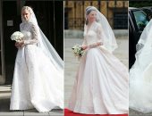 7 مشاهير استوحوا فساتين زفافهم من كيت ميدلتون.. فستان كيم كاردشيان الأقرب