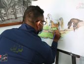 هنا ورش الرسم خلف الأسوار.. لوحات فنية رائعة صممها نزلاء السجون.. سجين لـ"اليوم السابع": السجون توفر لنا الخامات اللازمة.. حلمى افتتاح معرض عقب قضاء عقوبتى.. وآخر: أعشق رسم صور الرؤساء.. صور