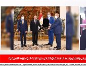 تغطية تليفزيون اليوم السابع حول تسلم الرئيس السيسى وسام الاستحقاق باللجنة الأولمبية