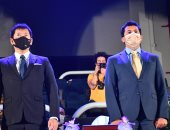 وزير الرياضة ينقل ترحيب الرئيس السيسي للضيوف فى افتتاح كأس العالم للجمباز