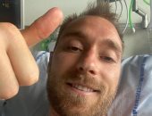 أول ظهور للدنماركى إريكسن بعد سقوطه فى مباراة الدنمارك وفنلندا