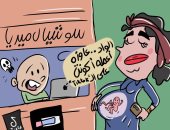 الجنين يطلب من والدته تجهيز أكونت على تيك توك.. كاريكاتير بريشة إيهاب النوبى