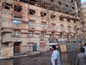 السيطرة على حريق فى أخشاب أعمال ترميم واجهة مبنى نقابة المعلمين بالمنيا