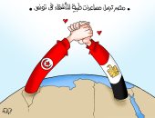 مساعدات طبية للأشقاء التونسيين في كاريكاتير اليوم السابع