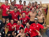 أحمد حجازي يحتفل مع لاعبي الأولمبي بالفوز على استراليا: "مبروك يا رجاله مصر"