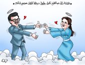 لقاء دلال عبد العزيز وسمير غانم في الآخرة بكاريكاتير اليوم السابع