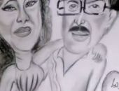 رامي رضوان يودع الراحلين سمير غانم ودلال عبد العزيز برسمة كاريكاتيرية  