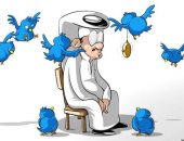 كثرة "التويتات" إهدار للوقت وانعزال خلف الشاشات في كاريكاتير سعودى