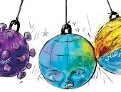 كاريكاتير الشرق الأوسط: العالم يعيش بين مطرقة "كورونا" وسندان" التغيير المناخي"