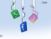 ليلة سقوط فيس بوك.. كاريكاتير للفنان أحمد قاعود