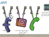 كاريكاتير يسخر من تعطل خدمات فيسبوك وواتس آب وانستجرام
