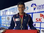 محمد هانى يحرز الميدالية الذهبية لسباق 100 متر فى بطولة إفريقيا للسباحة