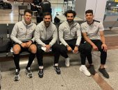 صلاح مع عبد الله السعيد ومحمد صبحى وإمام عاشور بعد عودة المنتخب من أنجولا