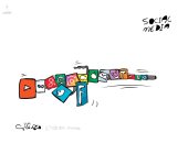 "السوشيال ميديا" سلاح خطير على عقول مستخدميه في كاريكاتير كويتى