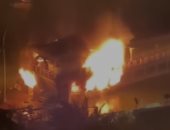 صور.. 5 سيارات إطفاء للسيطرة على حريق مركب نيلى بمنطقة المعادى