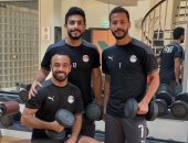 وصلة تدريبات بدنية للاعبى المنتخب استعدادا للأردن فى كأس العرب