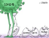 متحورات كوفيد 19 فى كاريكاتير اليوم السابع