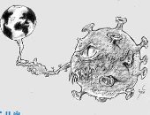 كاريكاتير اليوم.. فيروس كورونا يتلاعب بالكرة الأرضية 