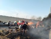 مصرع شخصين إثر حريق سيارة نقل بالدائري الأوسطي 